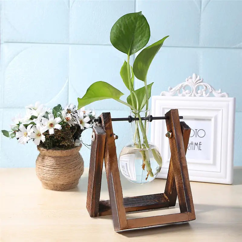 Larana Home™ Glass and Wood Vase Planter
