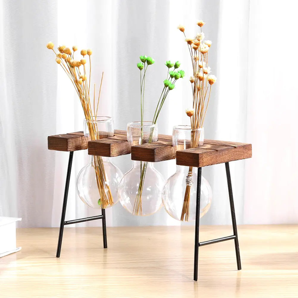 Larana Home™ Glass and Wood Vase Planter