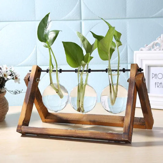 Larana Home™ Glass and Wood Vase Planter