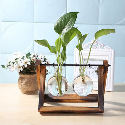 Larana Home™ Glass and Wood Vase Planter